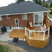 two tier deck with glass railing