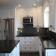 Side view of large open concept kitchen