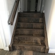 Tile Stairs with color matching wood bullnose