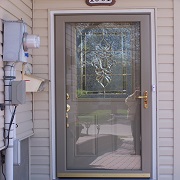 Entry door with patterned glass