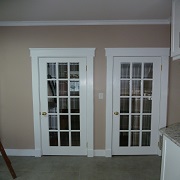 Interior door with large trim work